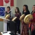 Drummers from NAWN (Newfoundland Aboriginal Women's Network) at event for Violence Prevention Month & Black History Month hosted by Rocky Harbour Regional Women's Committee